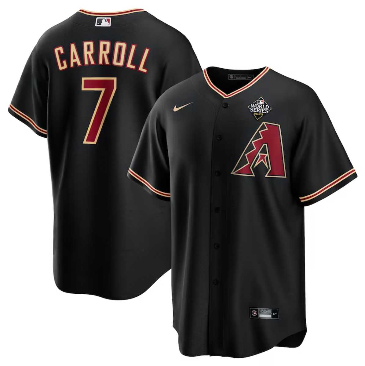 Men's Arizona Diamondbacks #7 Corbin Carroll Black 2023 World Series Cool Base Stitched Jersey Dzhi,We sell and wholesale Men's Arizona Diamondbacks #7 Corbin Carroll Black 2023 World Series Cool Base Stitched Jersey Dzhi on line form chian!